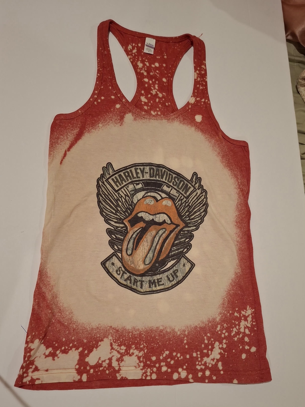 Red and Cream Graphic Racerback Tank